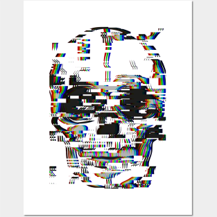 Graphic skull with glitch effect Posters and Art